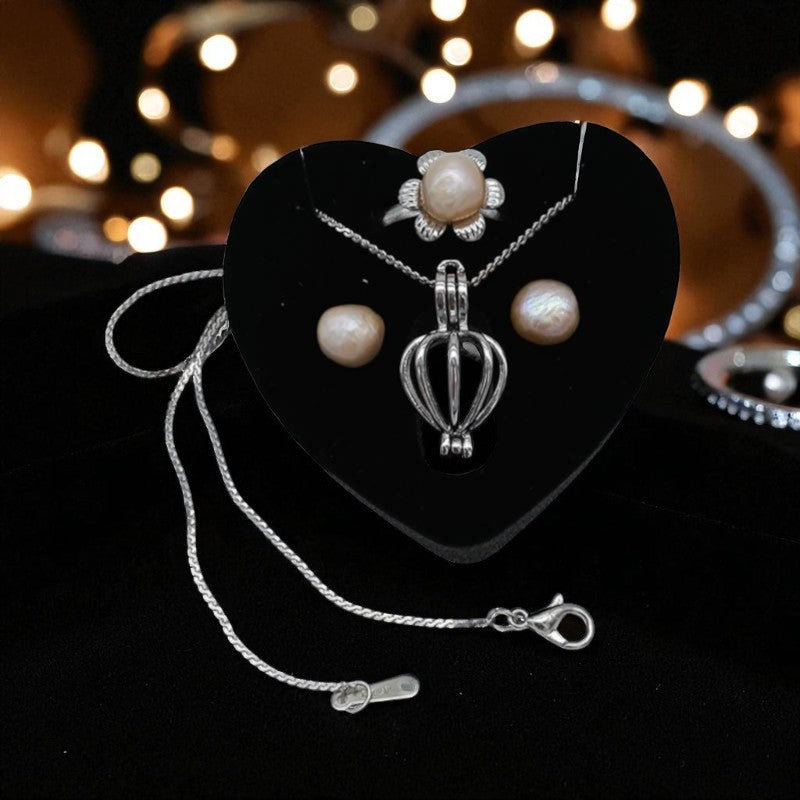 Set lacrime di mare ™ – Collana, Anello e Orecchini con Vera Perla Naturale