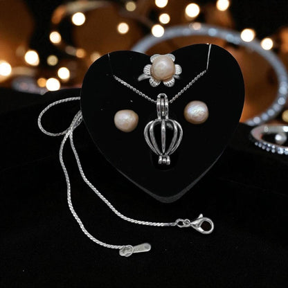 Set lacrime di mare ™ – Collana, Anello e Orecchini con Vera Perla Naturale